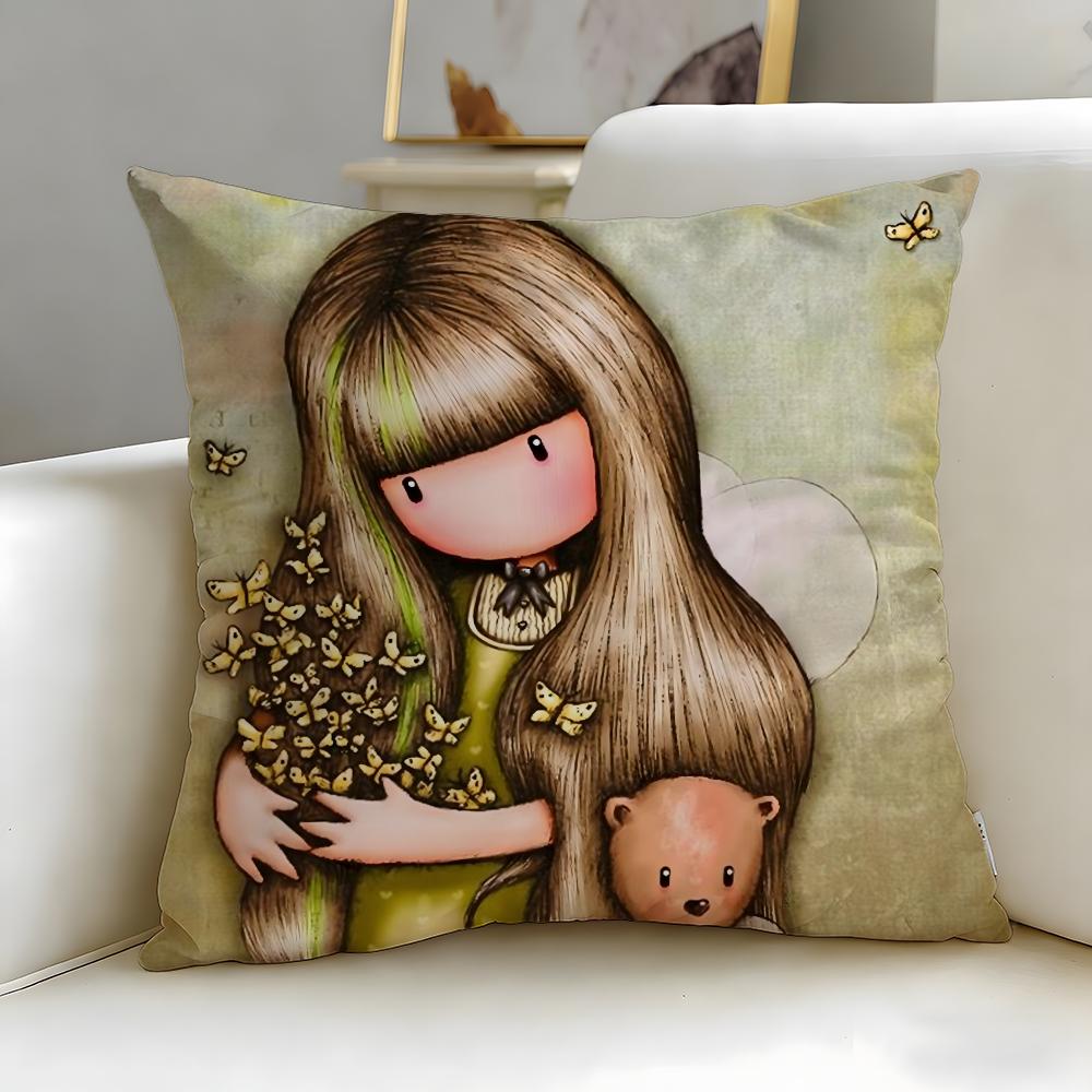 classic cartoon brand Santoro Gorjuss Cushion Cover Soft & Easy-Wash Pillow Case – Versatile for Couch, Bed, Travel and Office