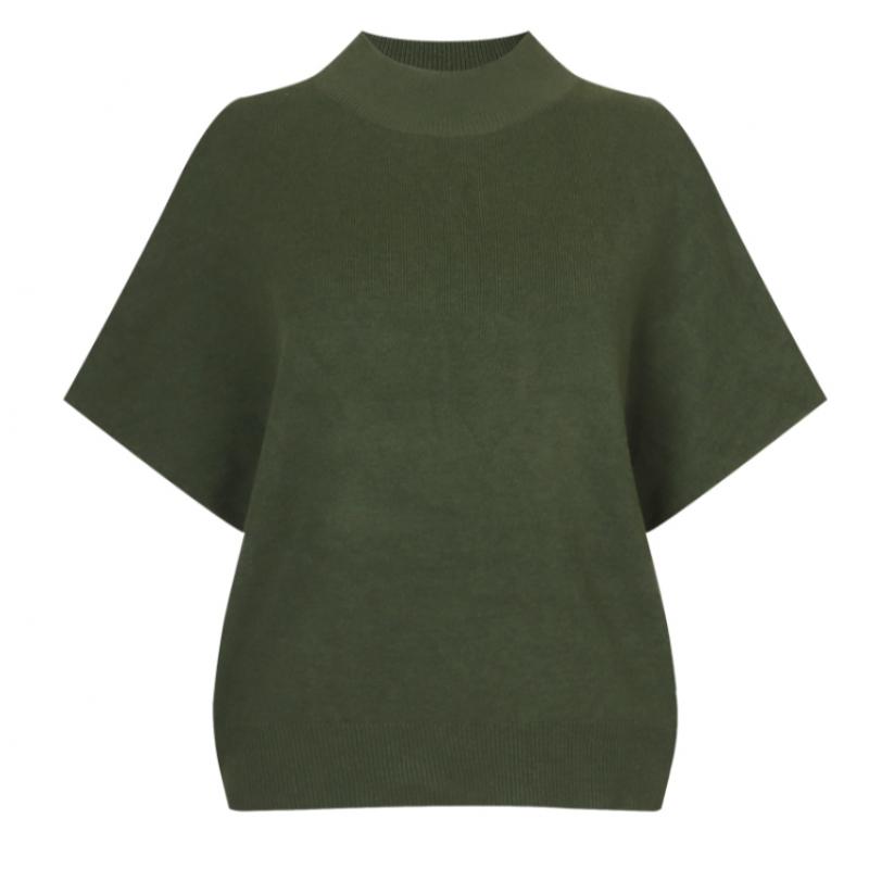 Shop   Women S Mock Neck verSatile Plain Short Sleeve Knit Beige Bom Wkn260045