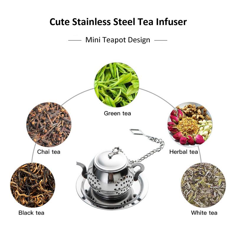 Te-infuser Rostfritt stål Te-sil Filter Söt Mini Tekanna Form Te-boll Infuser Löst Blad Kryddväxt Diffusor Te-tillbehör
