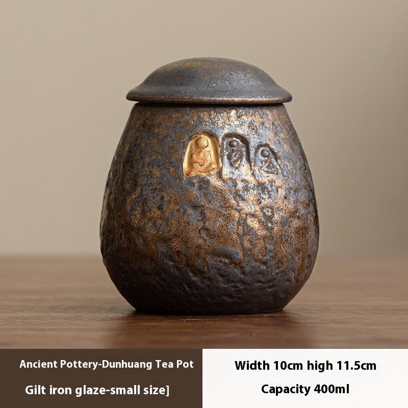 

Creative Dunhuang Impression Tea Jar Household Retro Pu er Sealed Jar Ceramic Moisture-proof Tea Warehouse Storage Jar Tea Tin