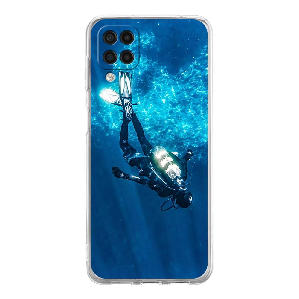 Phone Case For Samsung Galaxy A13 A33 A35 A55 A73 A53 A23 A51 A71 A21S A72 A31 A41 A05s A03S A15 A25 5G Clear Cover Diver Diving