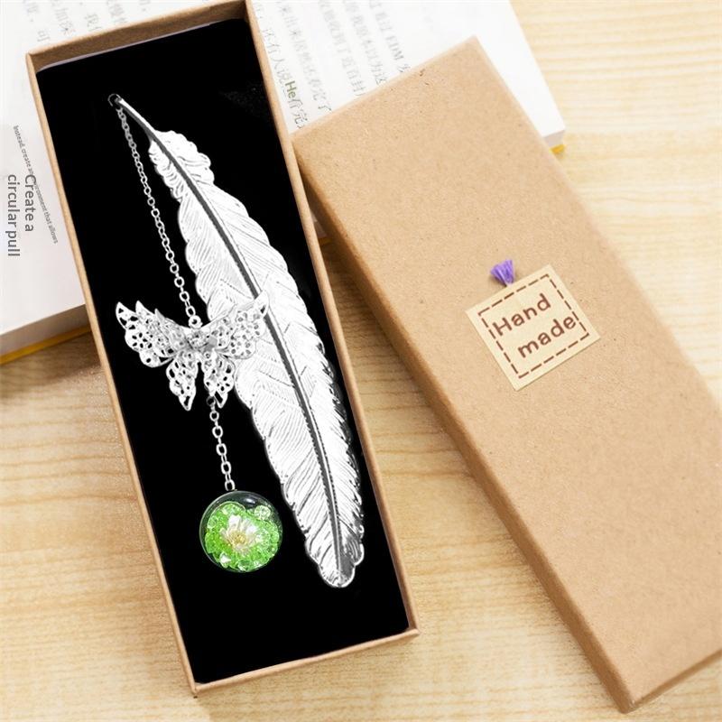 textureChinese Style Metal Bookmark Creative Immortal Dried Flower Butterfly Leaf Student Bookmark Teacher's Day Gift