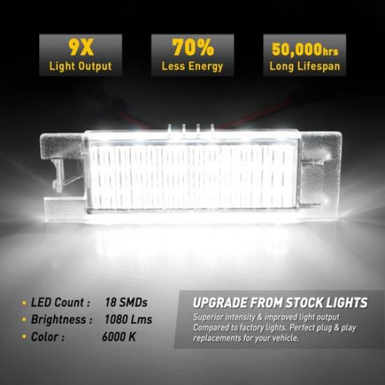 2Set Fit 2014-21 Malibu Camaro Chevy Volt WHITE SMD Full LED License Plate Light