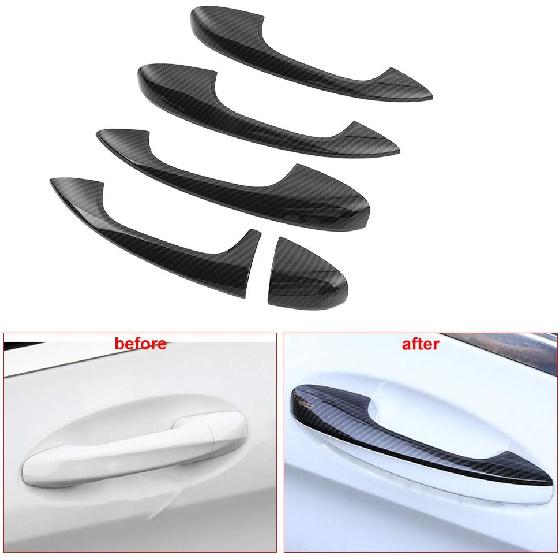 for Carbon Fiber 4pcs Car Door Handle Cover Trim,ABS Carbon Fiber Cover Trim for C-Class W205 GLC X253 2015-2018
