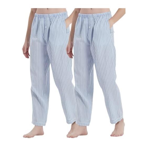 [HOME WAY] Men s Pajama Pants, 100% Cotton, Thin, Open Front, Loungewear Bottoms, Loungewear, Organic Cotton, Skin-friendly, Breathable, Sweat