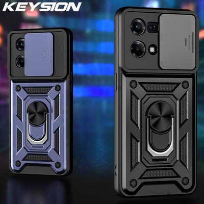 KEYSION Caso à prova de choque para oppo reno 7 4g 7z 5g 7 pro push pull câmera proteção anel suporte telefone capa traseira para oppo f21 pro 4g 5g