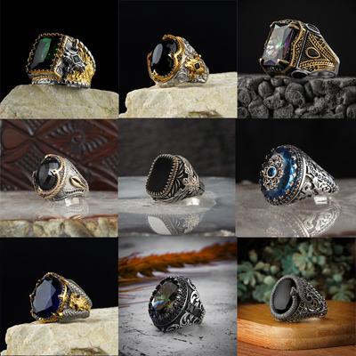 Modischer Ring mit hohlgeschnitztem Handwerk und vollem Diamantmuster für Männer und Frauen, beliebter eingelegter Ring im Punk-Stil