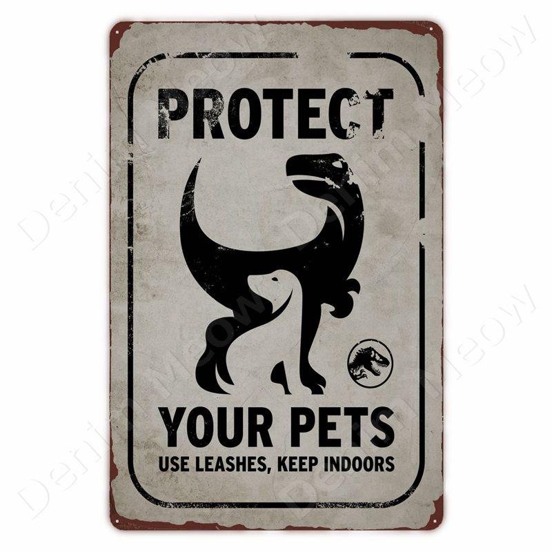 Vorsicht vor Dinosauriern Lustiges Vintage Blechschild Triceratops Plakette Wanddeko Garten Bauernhaus Außen Dekoration Vorsicht S