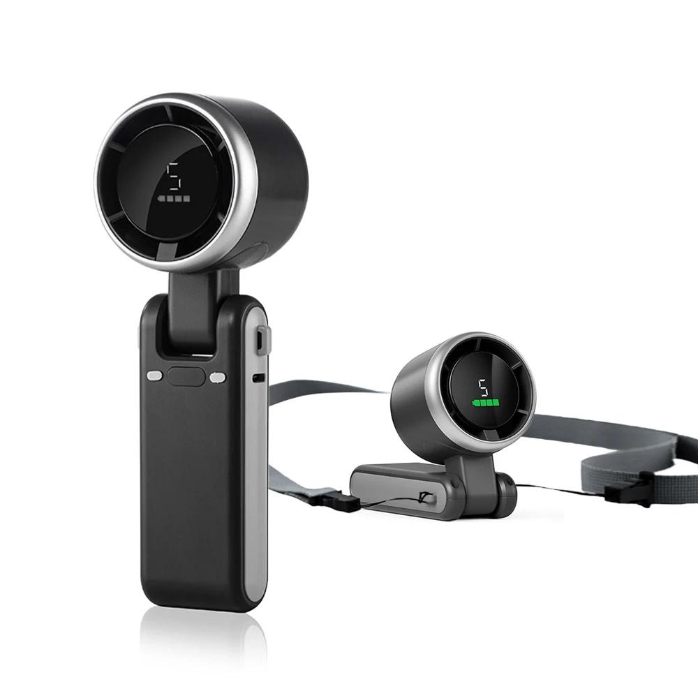 

2025 Bladeless Turbo Fan: 5-Speed Cooling, Large Battery USB Rechargeable & Foldable for Travel/Outdoor/Office чёрный