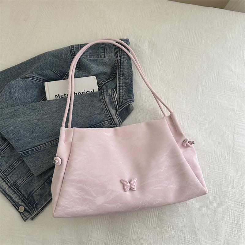 

Stylish Large Capacity Tote Bag For Women In White Black And Pink Perfect For College Students рожевий