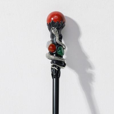 Creative Natural Crystal Magic Wand Witch Handcrafted Natural Crystal Ball Scepter Halloween Prop DIY Magic Cane Game Prop