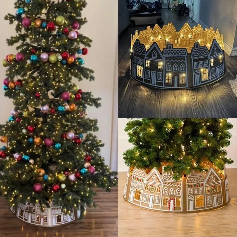House Gingerbread Led Christmas Tree Collar Lighting Xmas Tree Skirt Decoration