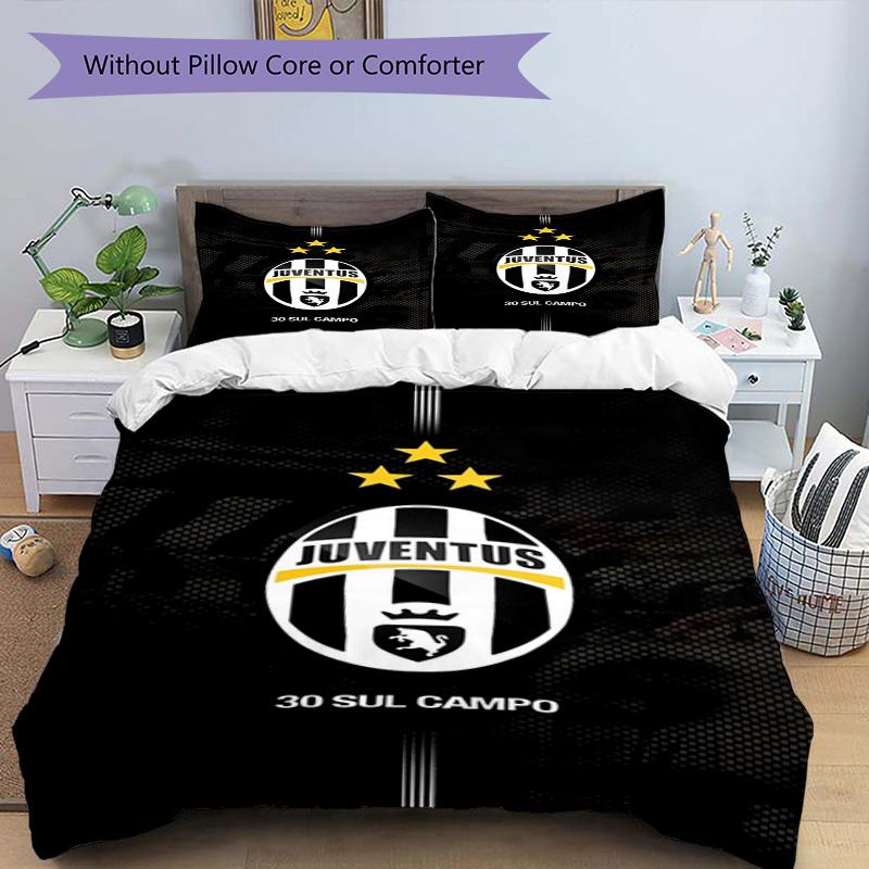 Juventus Football Club Printed Pattern Duvet Cover Set – includes 1 duvet cover and 2 matching pillowcases Bedroom decor Christmas gifts