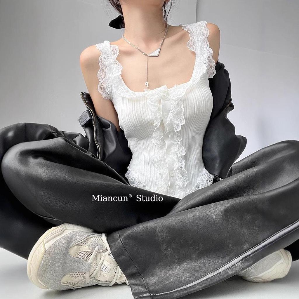 Multicolor Lace Patchwork Slim Knitted Tank Top - Spicy Girl Spring Style