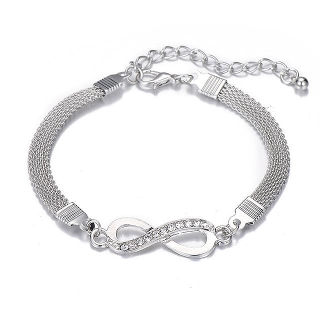 Rhinestone Infinity Bracelet Men's Women's Jewelry 8 Number Pendant Charm Blange Couple Bracelets for Lover Friend Women Gifts