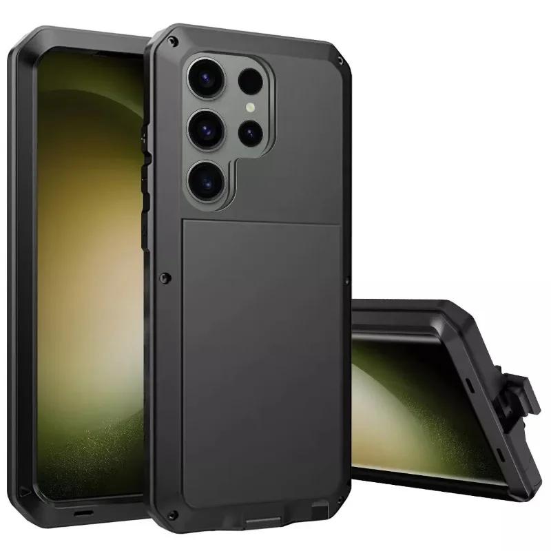 For Samsung S25 Edge S24 Plus S26 Ultra Tank Armor Aluminum Metal Shockproof Case Anti-scratch Heavy Screen Protection Cover