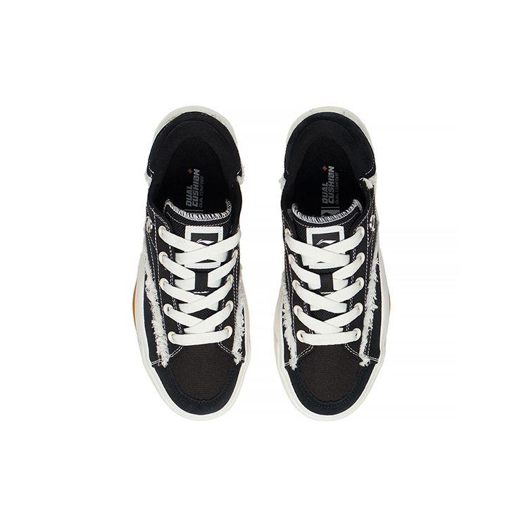 Li Ning Comfy Fabric Leather Slip Resistant Durable Lightweight Low Top Skate Shoes Women Sneakers Black White AGCS036-1