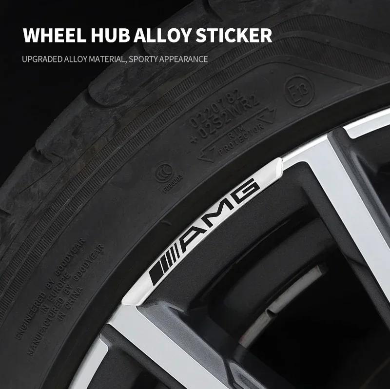 4Pcs Car Wheel Hub Styling Stickers Decoration Strip For Mercedes Benz AMG GLA W176 CLK W209 W202 W220 W204 W203 W210 GLC