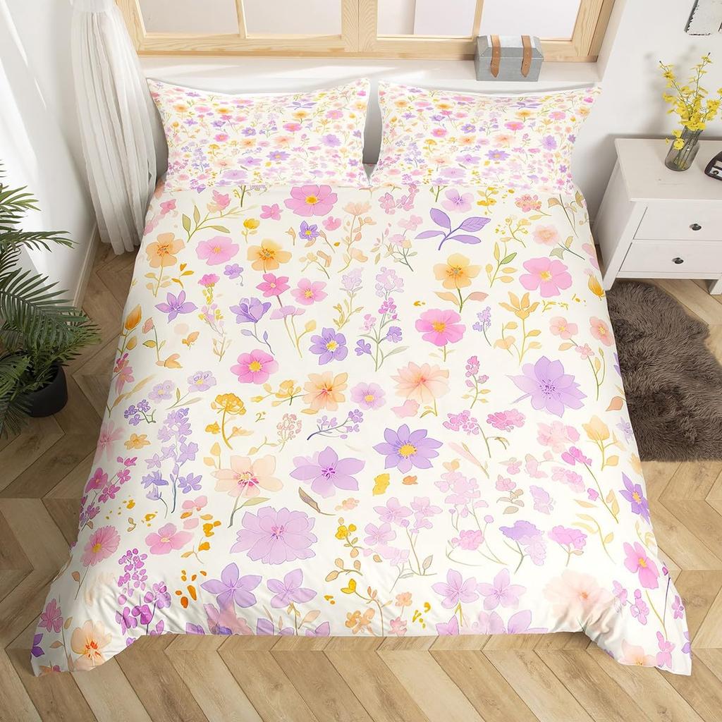 Tropical Flower Hibiscus Duvet Cover Full For Boy Girl Botanical Floral Bedding Set Rustic Romantic Boho Flowers Comforter Cover