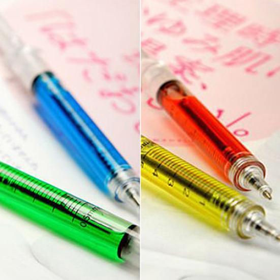 Syringe Injection Shape Ballpen 4Pcs/Set Doctor Nurse Gift Liquid Pen Ballpoint