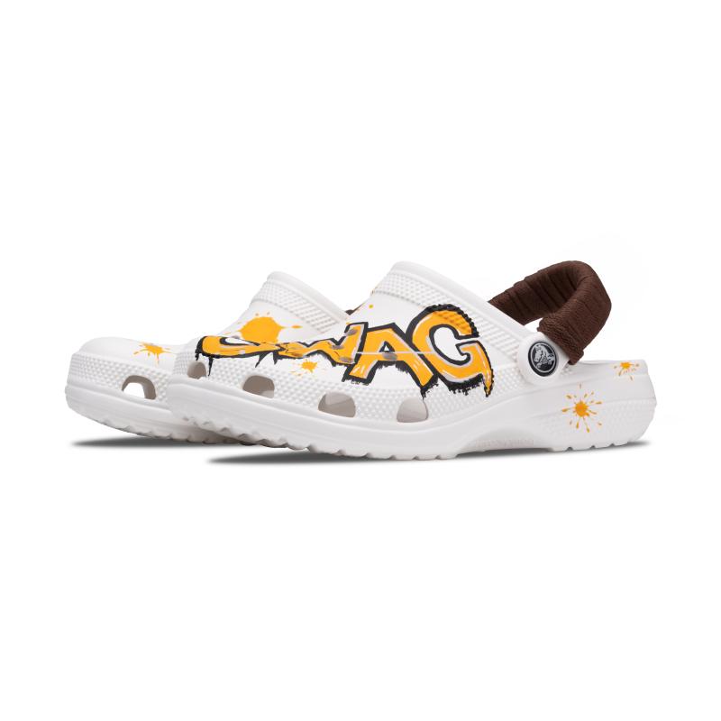 Crocs Classic clog Sunshine Graffiti EVA Fashionable, Comfortable and Versatile Hole Shoes Unisex Orange Colour