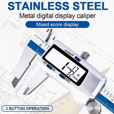 Elektronischer Digitaler Messschieber aus Edelstahl Schieblehre Messwerkzeug Elektronischer Mikrometer-Messschieber mit großem LCD