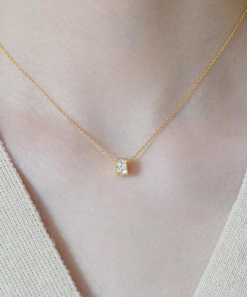 Alleun Silver 925 Cubic Round Pendant Chain Silver Necklace