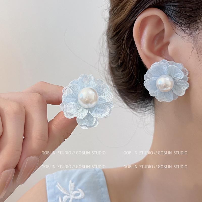 Vacation Style Dopamine Flower Earrings Women's Summer Sweet Temperament Versatile High-end Stud Earrings 925 Silver Needle Earrings
