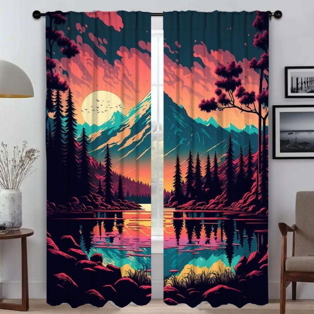 

Блэкаут кухонные шторы детская комната шторы в японском стиле для спальни оконные шторы жалюзи украшение на Хэллоуин перегородка W86xH137cmx2pcs-CL