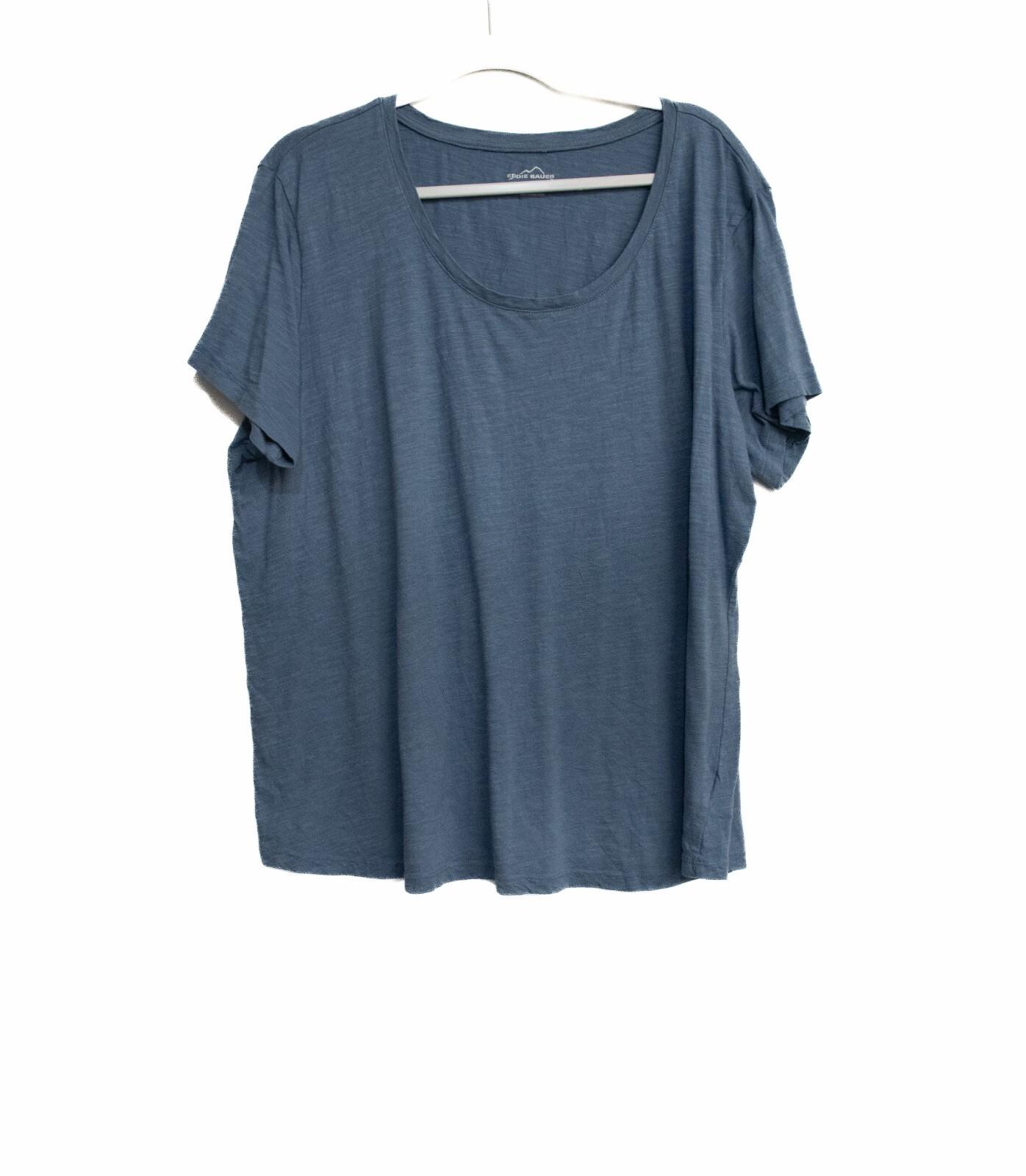 Eddie Bauer Womens Dark Blue Cotton T-Shirt Solid Scoop Neck Short Sleeve 3XL XXL
