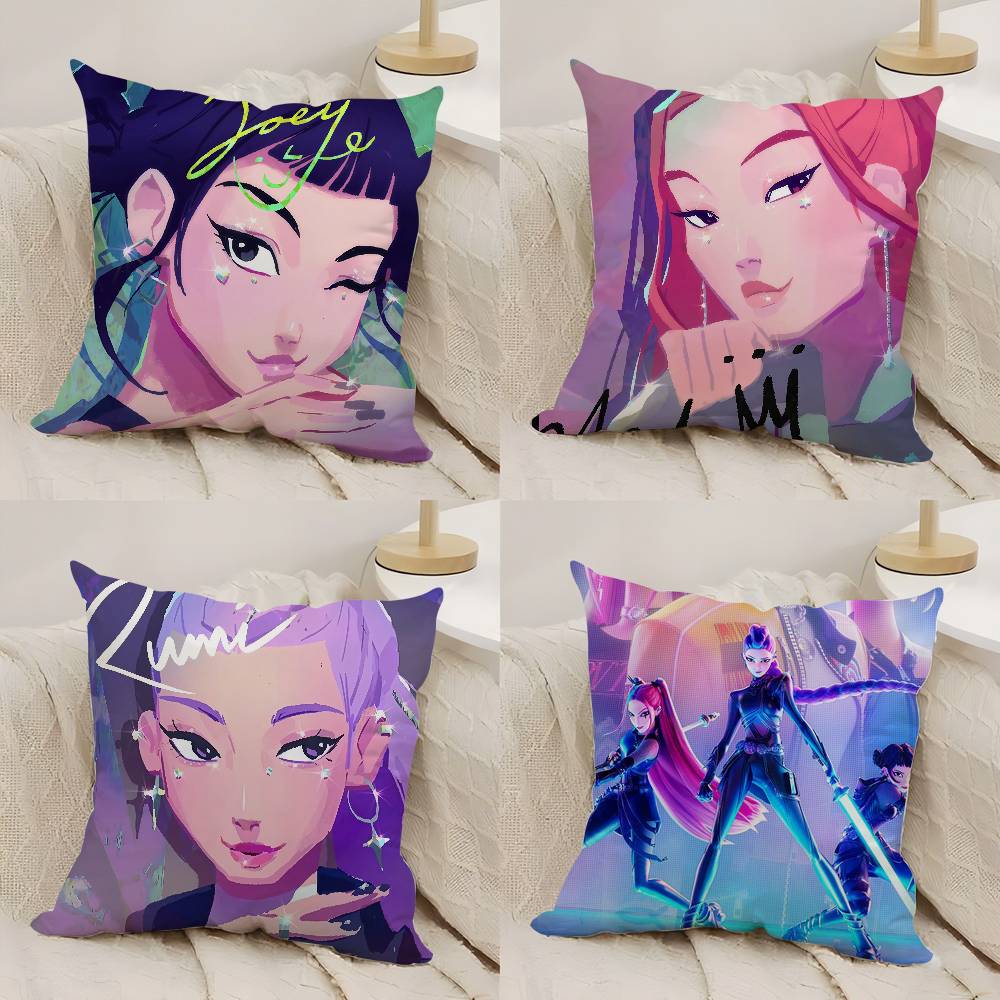 Pillow Case Anime K-Kpop Demon Hunters Plush Fabric Soft Double Sided Print Home Sofa High Quality Cushion Cover Throw