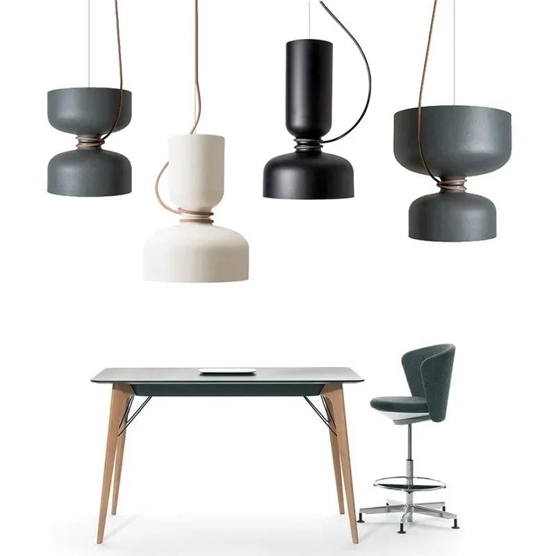 Nordic Modern Restaurant Pendant Light Iron Black White Retro Bar Bedroom Living Room Pendent Lamp Decoration Lighting Fixtures