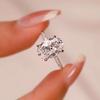 1 Pieza Color Plateado Corte Ovalado Piedra Blanca CZ Anillos de Garra Alianza de Boda Joyería Regalos para el Día de San Valentín