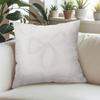 White Bow square Jacquard Pillow Cover for Sofa Office Waist Cushion Cover Home Decorative Pillowcase