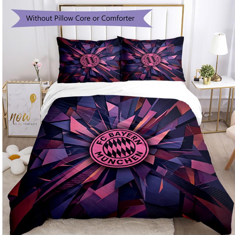 Bayern Munich Pattern Printed 3PCS Bedding Set Soft Skin-Friendly Washable Duvet Cover & Pillowcases Set All Season Bedroom