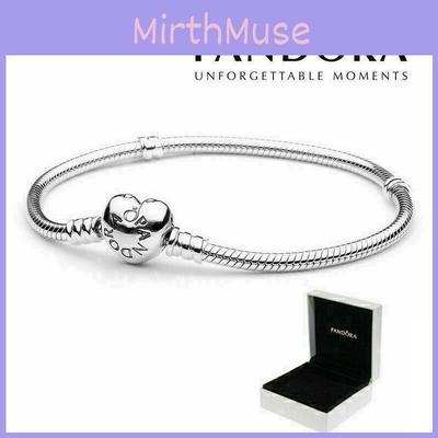 Stylish And Romantic Pandora Heart Clasp Charm Bracelet With Snake Chain And Box