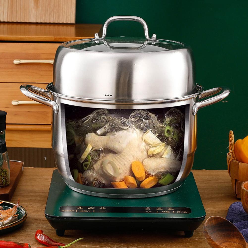 Pot Steamer Stainless Steel Steam Cooking Soup Cookware Steaming 3 Tire Steamers Pots Thickening Food Steam Stockpot Tier Lid