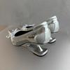 Silver Pointed-toe High Heels 2025 Spring and Autumn New Style Elegant Bow Shallow Mouth Floating Single Shoe Dress