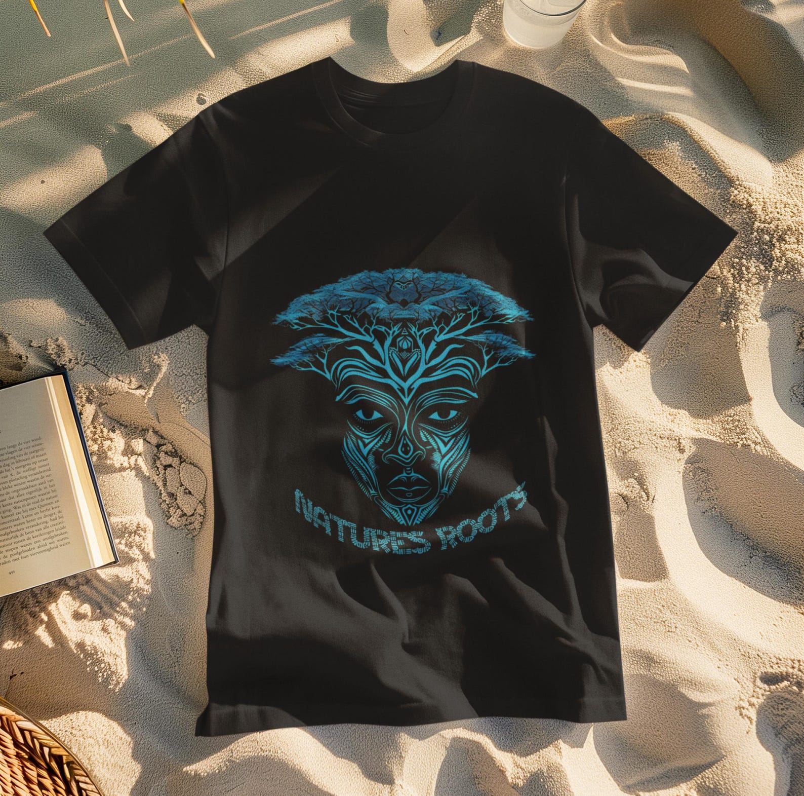 African Face Tree Hair T-Shirt: Nature s Roots Graphic Tee 2XL