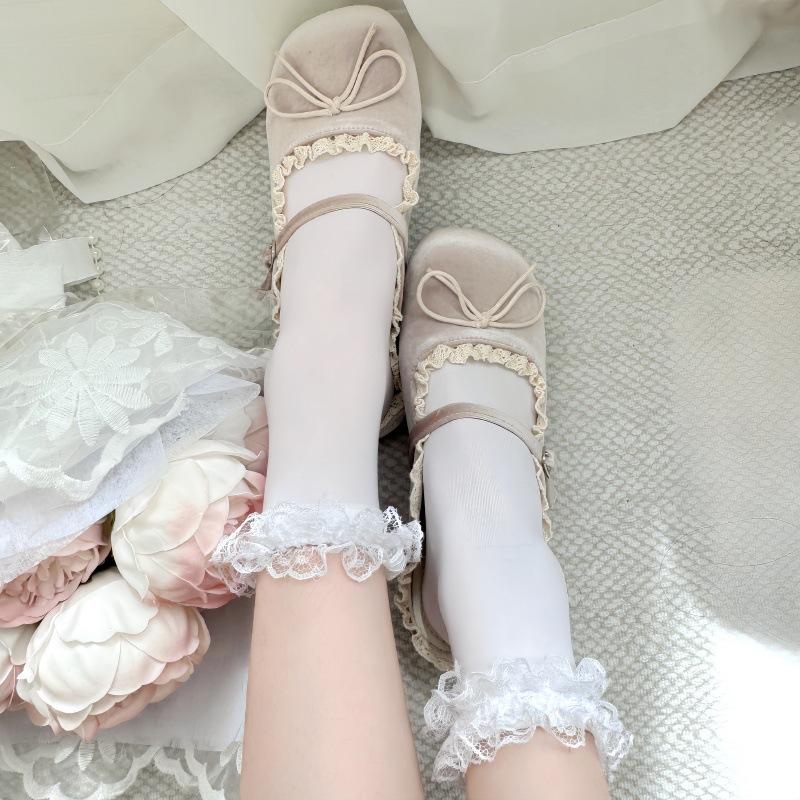 White Small Lace Lace Short Tube Socks Jk Japanese Mid Tube Socks Lolita Half Leg Socks Women