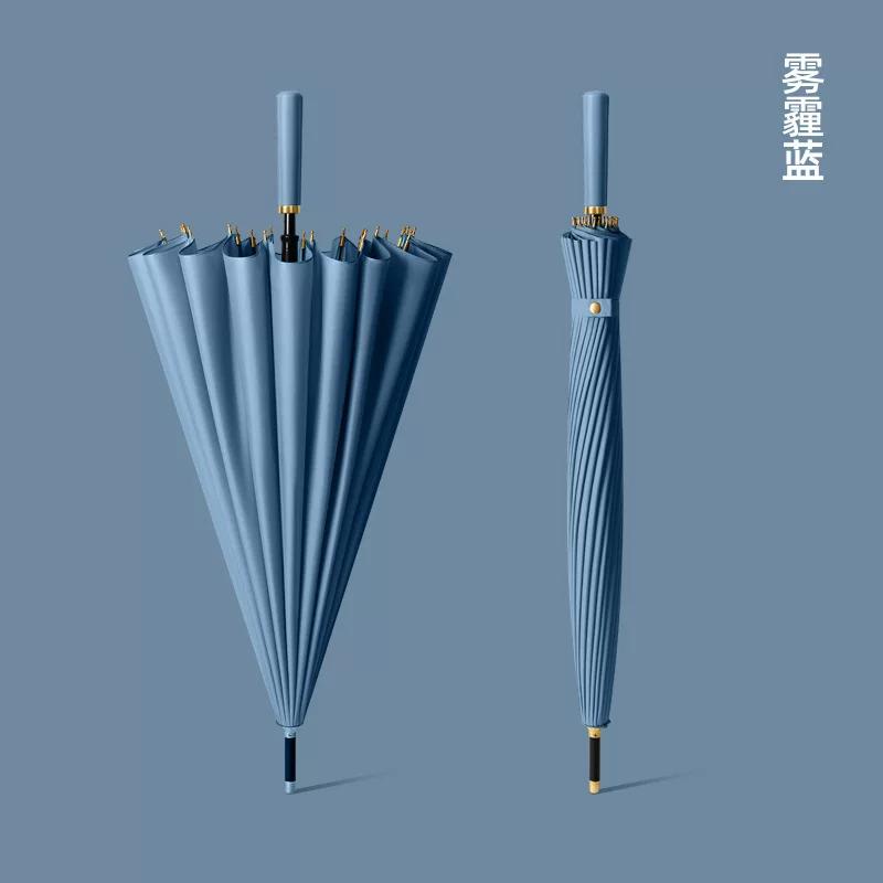 24-Rib Automatic Umbrella, Large Business Straight Umbrella, Double-Handle Factory-Printed Logo Advertising Long-Handle Umbrella