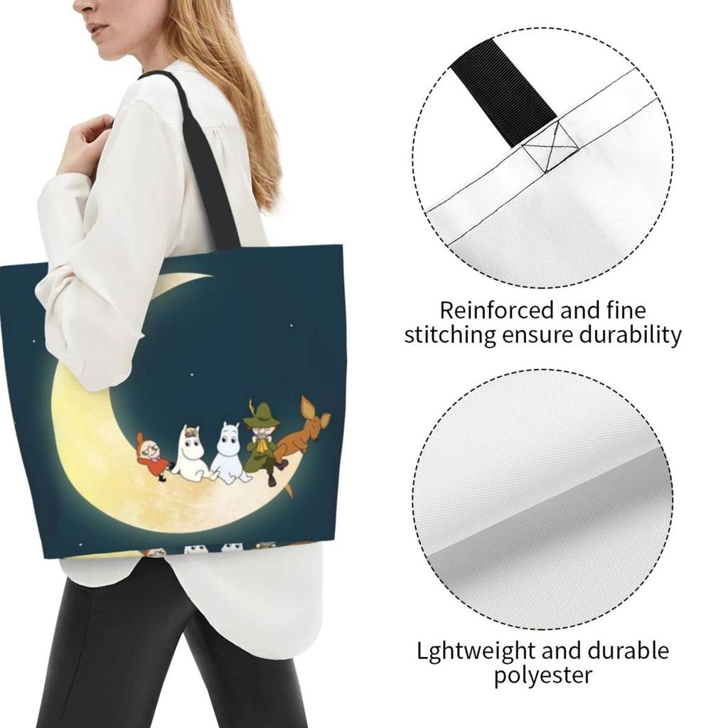 Moomin Tote Large Capacity Tote 50cm Wide X 40cm High X 15cm Perfect for Use As a Makeup Eco Convenience Store or Shopping Lightweight and Durable