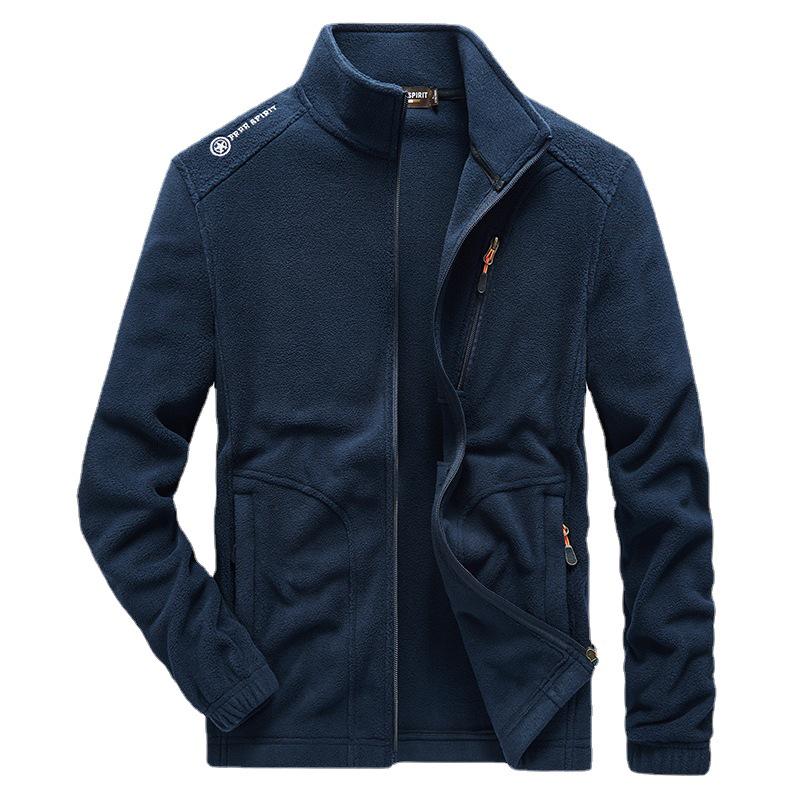 Men's Double-Sided Polar Fleece Jacket: Warm Cardigan for Students, Outdoor Sports & Casual Wear