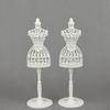 2Pcs White Mini Dress Clothes Gown Hollow Display Holder /6 Dolls