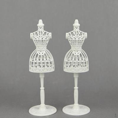 2Pcs White Mini Dress Clothes Gown Hollow Display Holder /6 Dolls