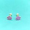 Stainless Steel Five-Petal Flower Drop Oil Earrings with Twist Screw Anti-Loss Design