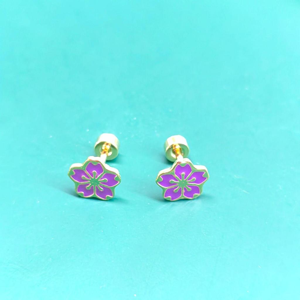 Stainless Steel Five-Petal Flower Drop Oil Earrings with Twist Screw Anti-Loss Design