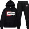 Long sleeved hoodie set with retro champion logo for autumn and winter