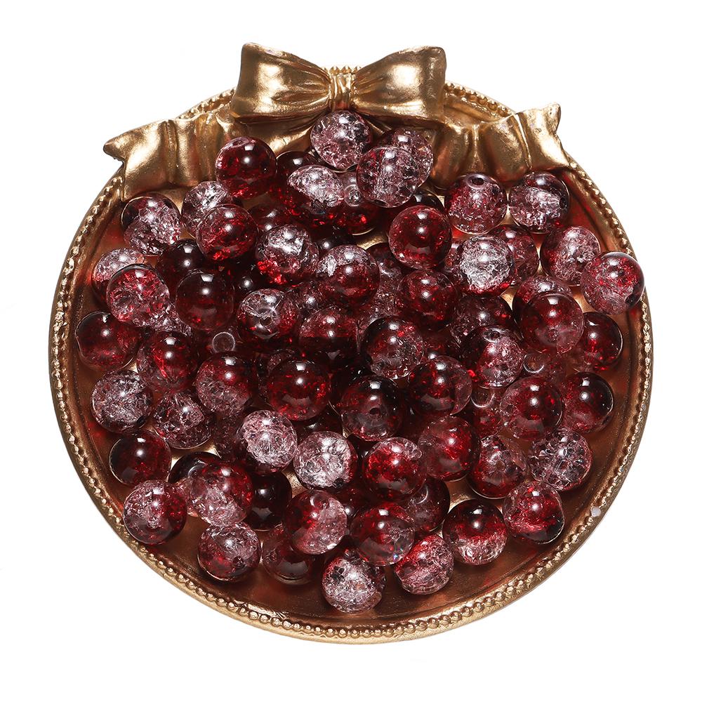 20-50pcs/lot Dark Color Transparent Cracked Glass Beads Round Bracelet Spacer Beads For DIY Necklace Jewelry Making Accessories