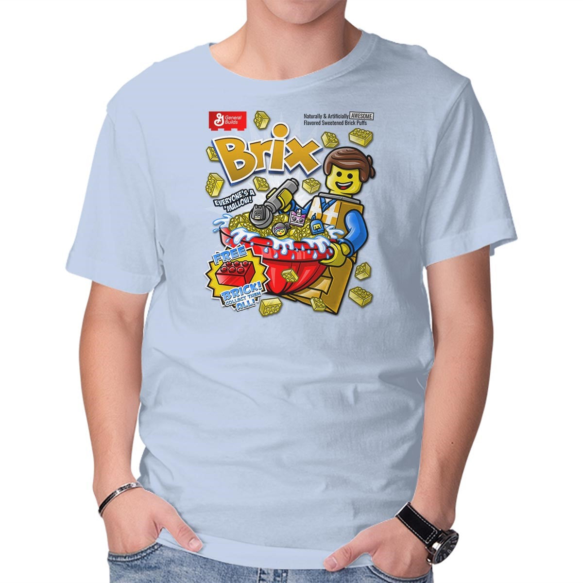 Unisex Crew Neck T-Shirt Brix Cereal Graphic Short Sleeve Casual Tee XXL